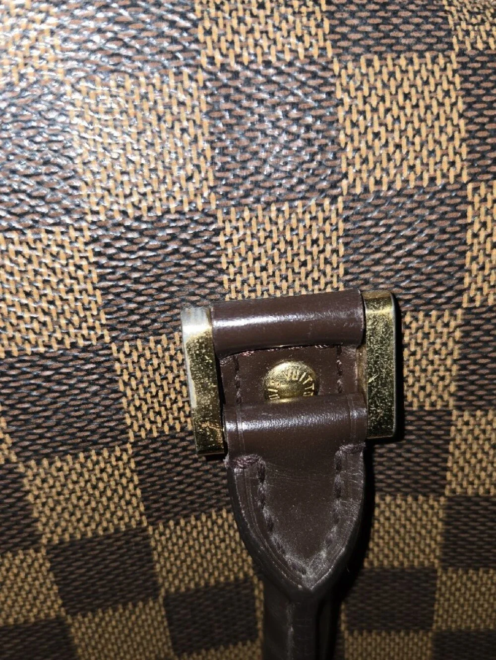Luxury Louis Vuitton Brown Checkered Dome Satchel Handbag